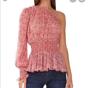 One Long Sleeve Floral Blouse w/ Smocked Waist
